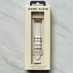 NIB Anne Klein White Leather Apple Watch Band with Gold Hardware 38mm 40mm 41mm